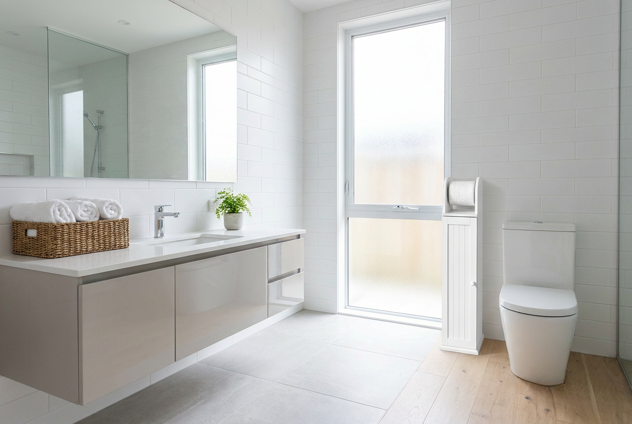 White Wood Free Standing Toilet Paper Roll Holder