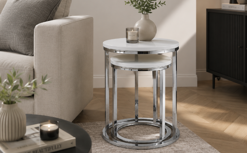Nest of 2 Tables Chrome Legs