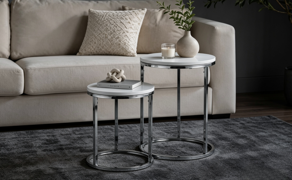Nest of 2 Tables Chrome Legs