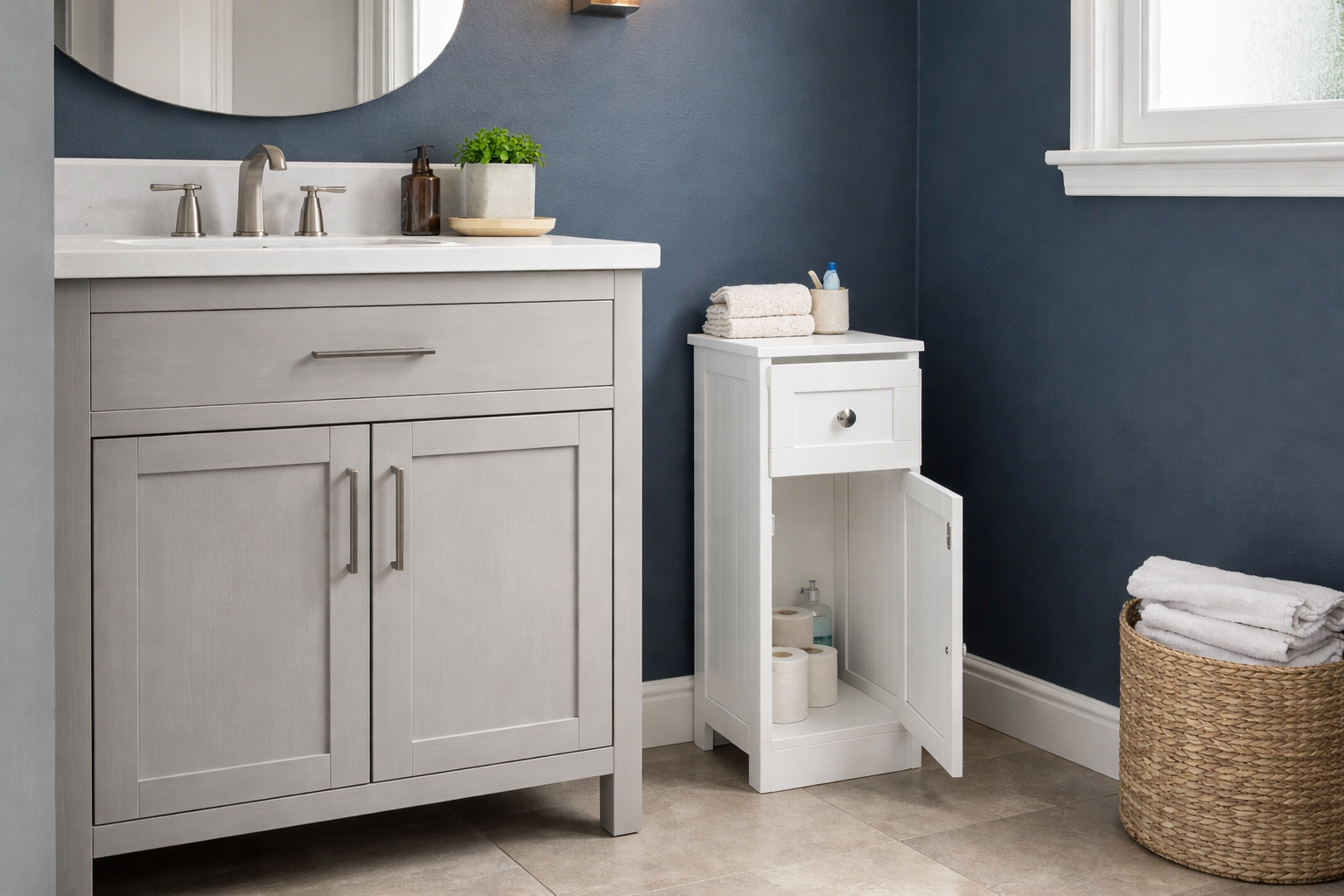 White Wood Standing cabinet