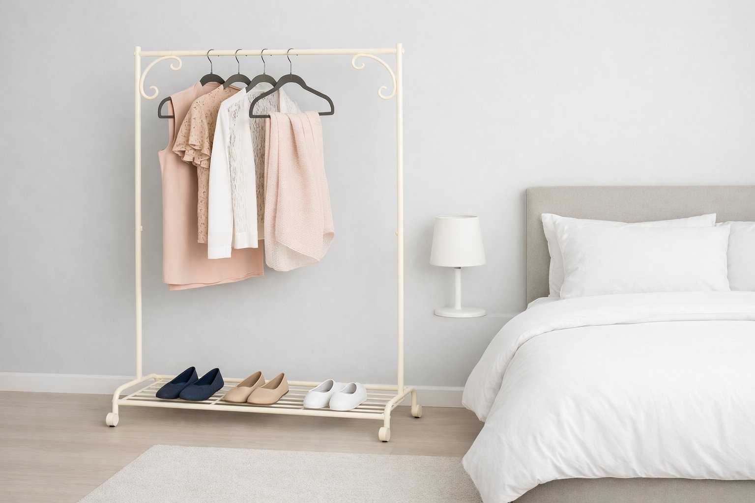 Shabby Chic Cream Metal Garment Rail Vintage Style Clothes Rail