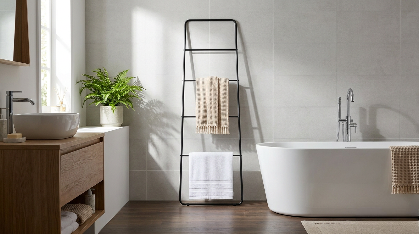 Free Standing Towel Storage Ladder 4 Tier