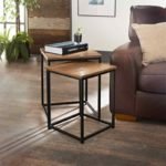 HQ Wooden Top Metal Frame Square Nesting Tables Set Of Two