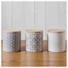 Set Of 3 Ceramic Canisters Tea Coffee Sugar Jars Storage Geo Pots