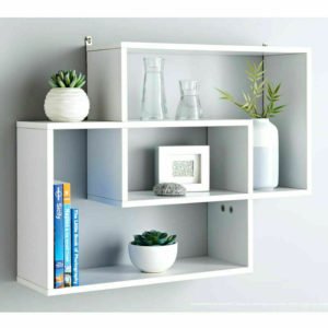 White Floating Display Wall Shelves Multi Compartment Shelf