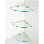 3x Floating Glass Corner Wall Shelf