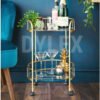Gold Drinks Trolley With Glass Shelves Bar Cart Drink Table
