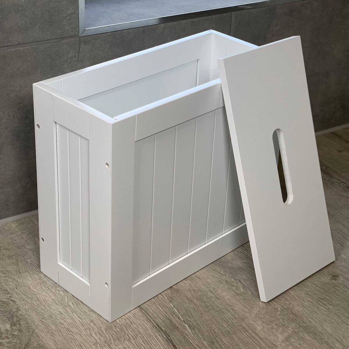 Small White Toilet Cleaning Product Box - Crisp Wooden Finish - Image 4