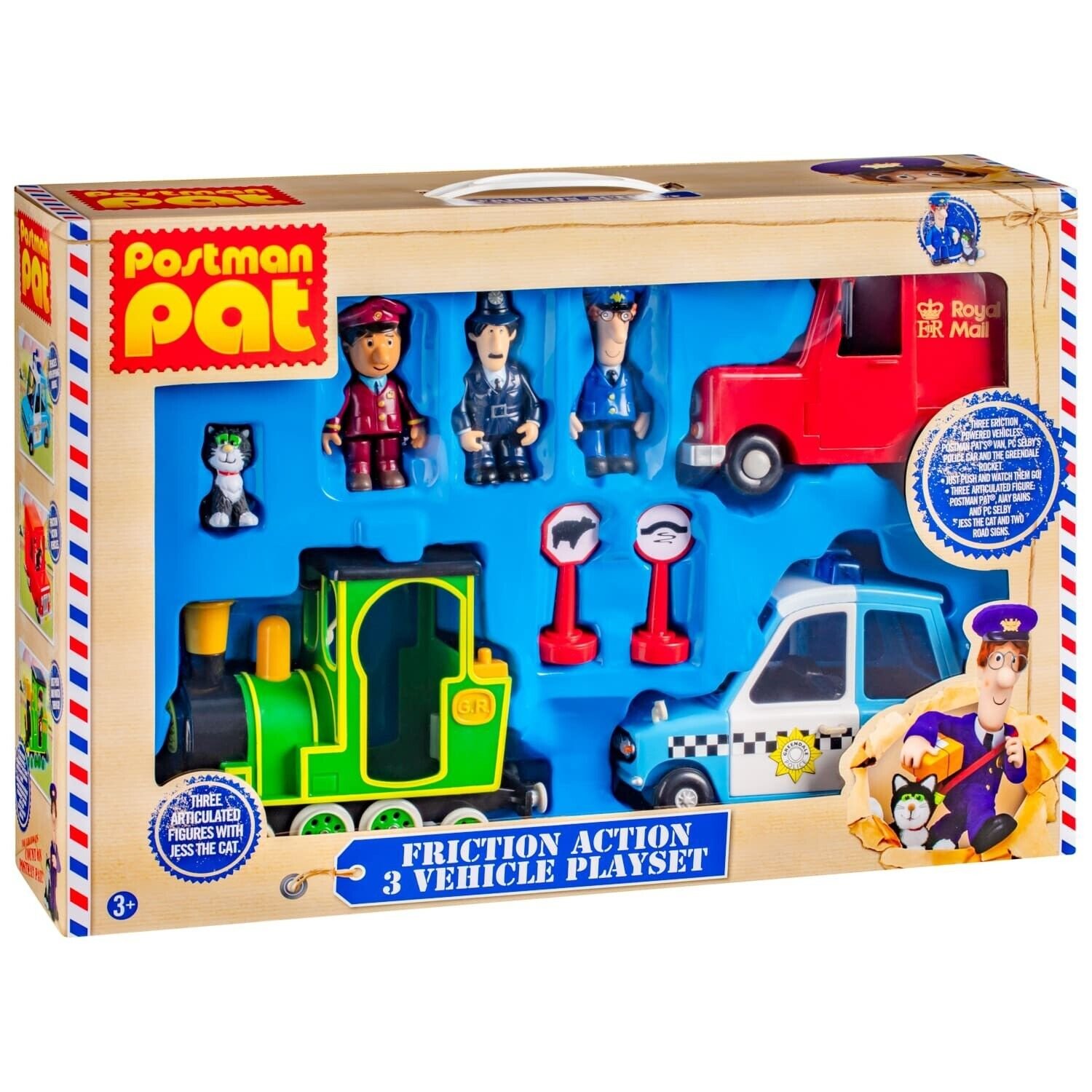 Postman Pat 3 vehicle Friction Action Police Car Van Figures Playset ...