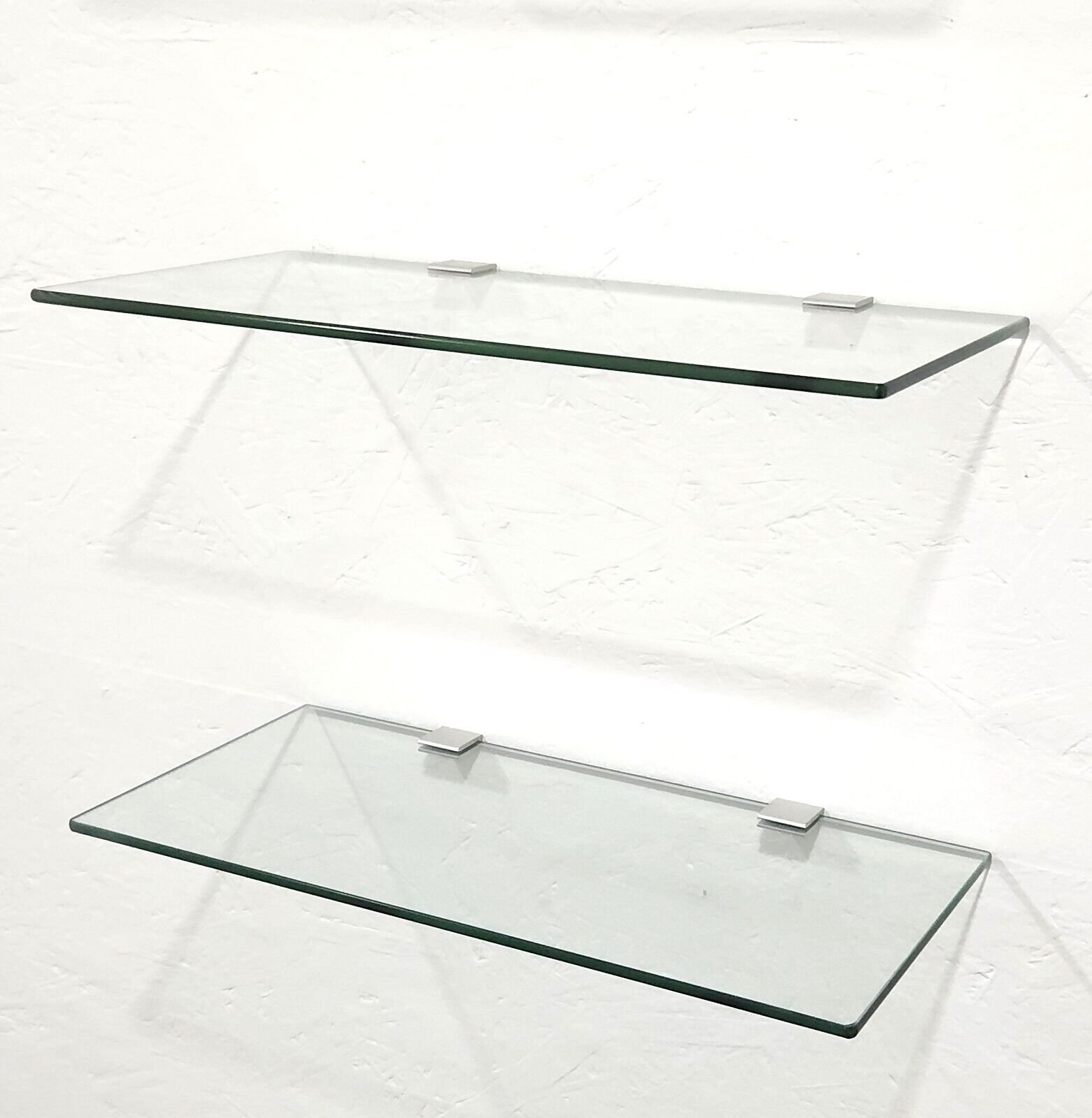 2 Tier Clear Glass Shelf Storage Shelves Decor Display With Brackets Dylex
