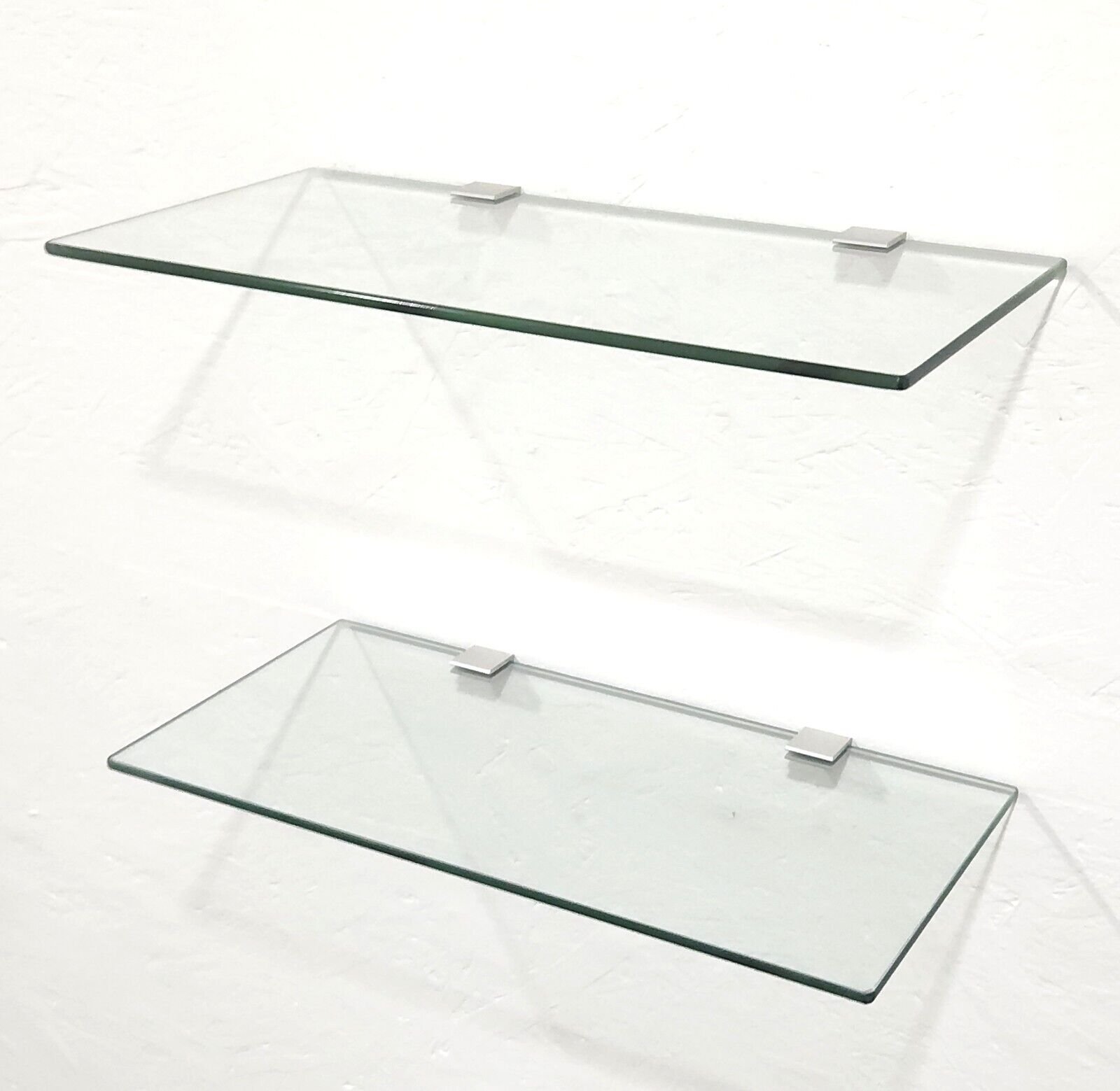 2 Tier Clear Glass Shelf Storage Shelves Decor Display With Brackets Dylex