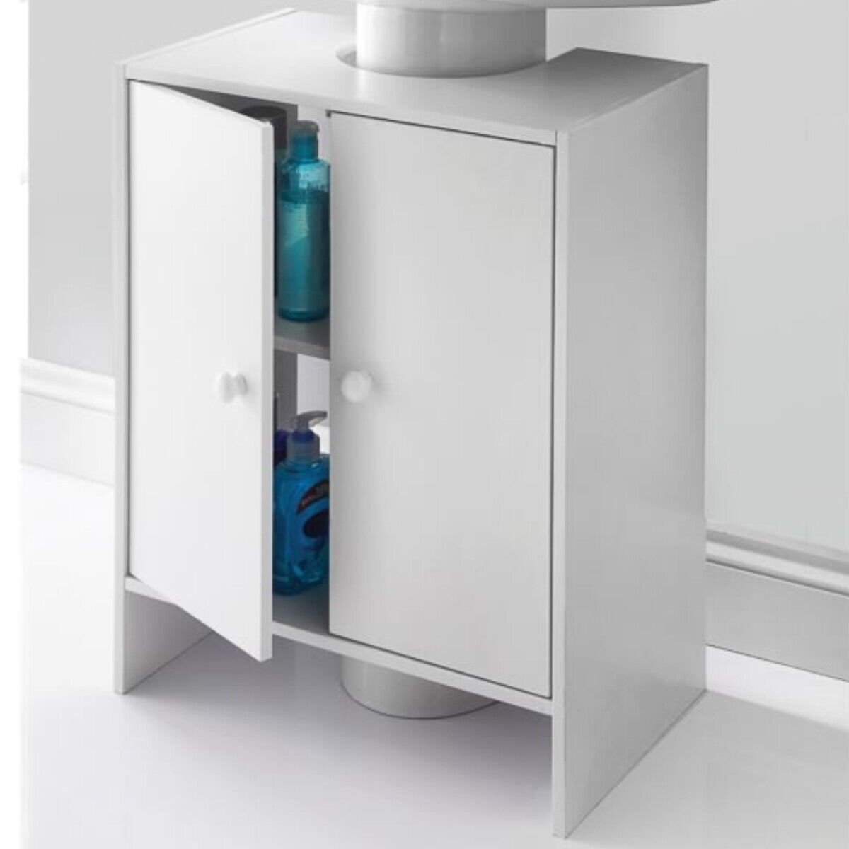 New White Under sink For Storing Away Your Bathroom Accessories