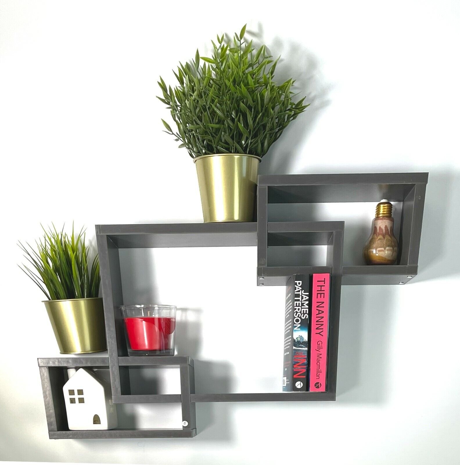 Wall Display Shelf Dark Grey Multi Section Display Storage Shelves Dylex