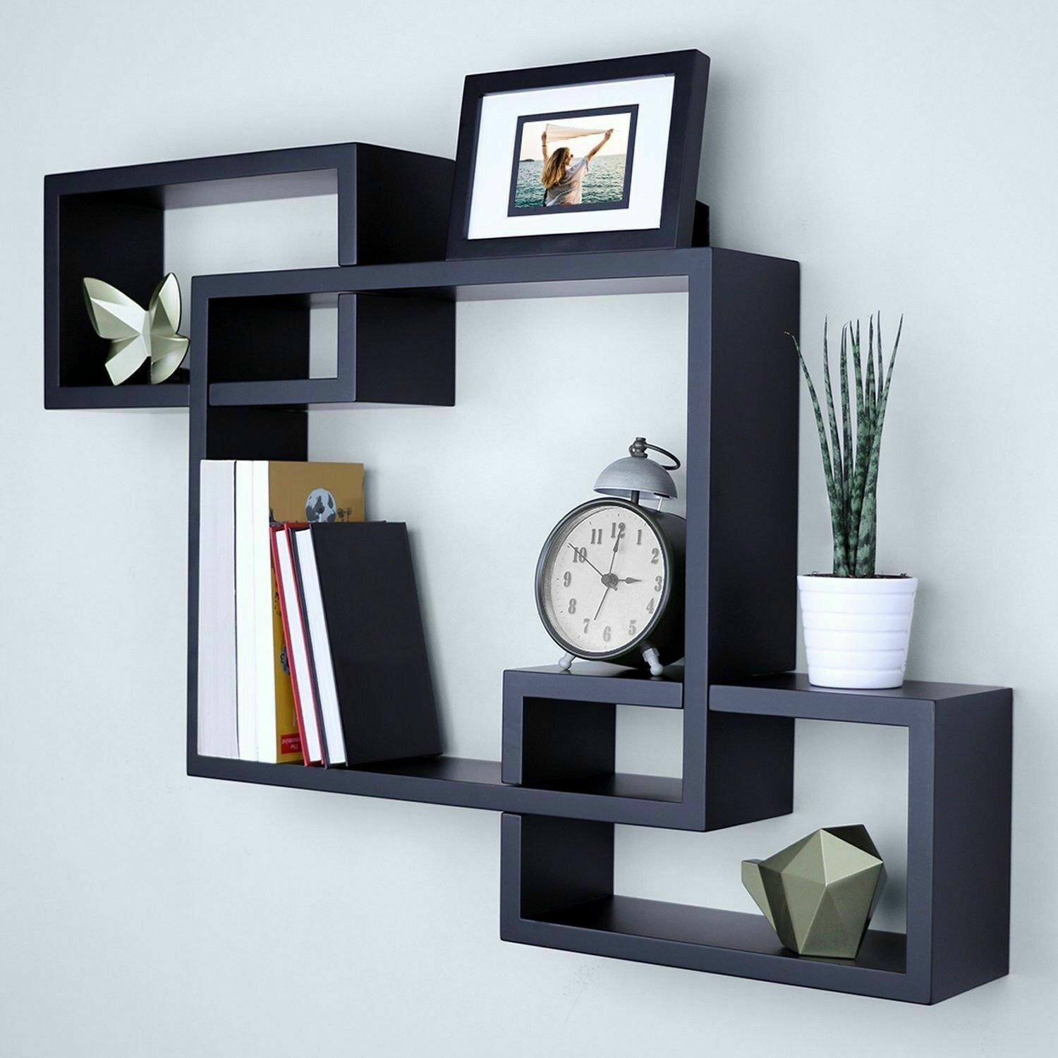 Wall Display Shelf Dark Grey Multi Section Display Storage Shelves Dylex